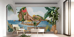 Papier peint mural Yacht sur île tropicale et toit jaune éclatant - Vignette | Mr Papier Peint