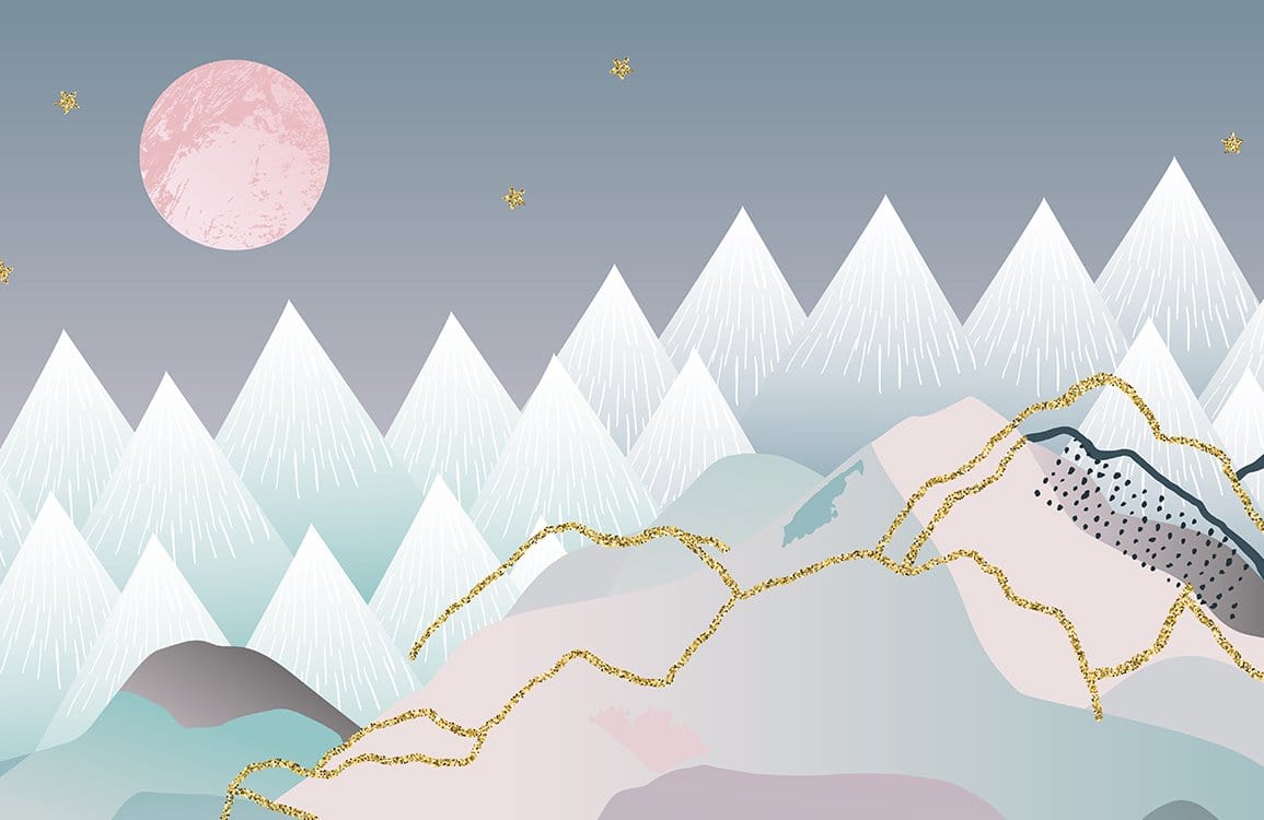 Papier peint mural dégradé montagne au coucher du soleil - Le meilleur Papier peint panoramique Sur mesure