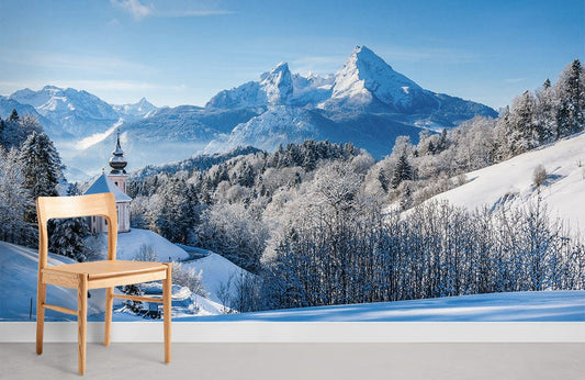 Papier peint mural des Alpes en hiver - Le meilleur Papier peint panoramique Sur mesure