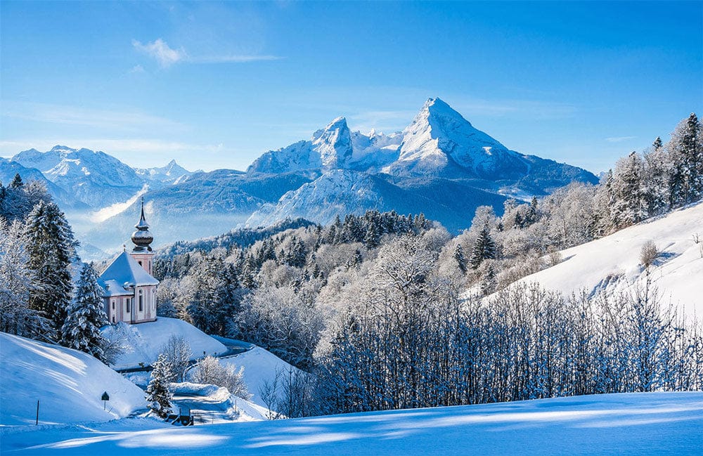 Papier peint mural des Alpes en hiver - Le meilleur Papier peint panoramique Sur mesure