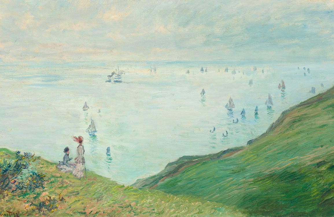 Papier peint mural impressionniste de la côte de Pourville avec voiliers et falaises