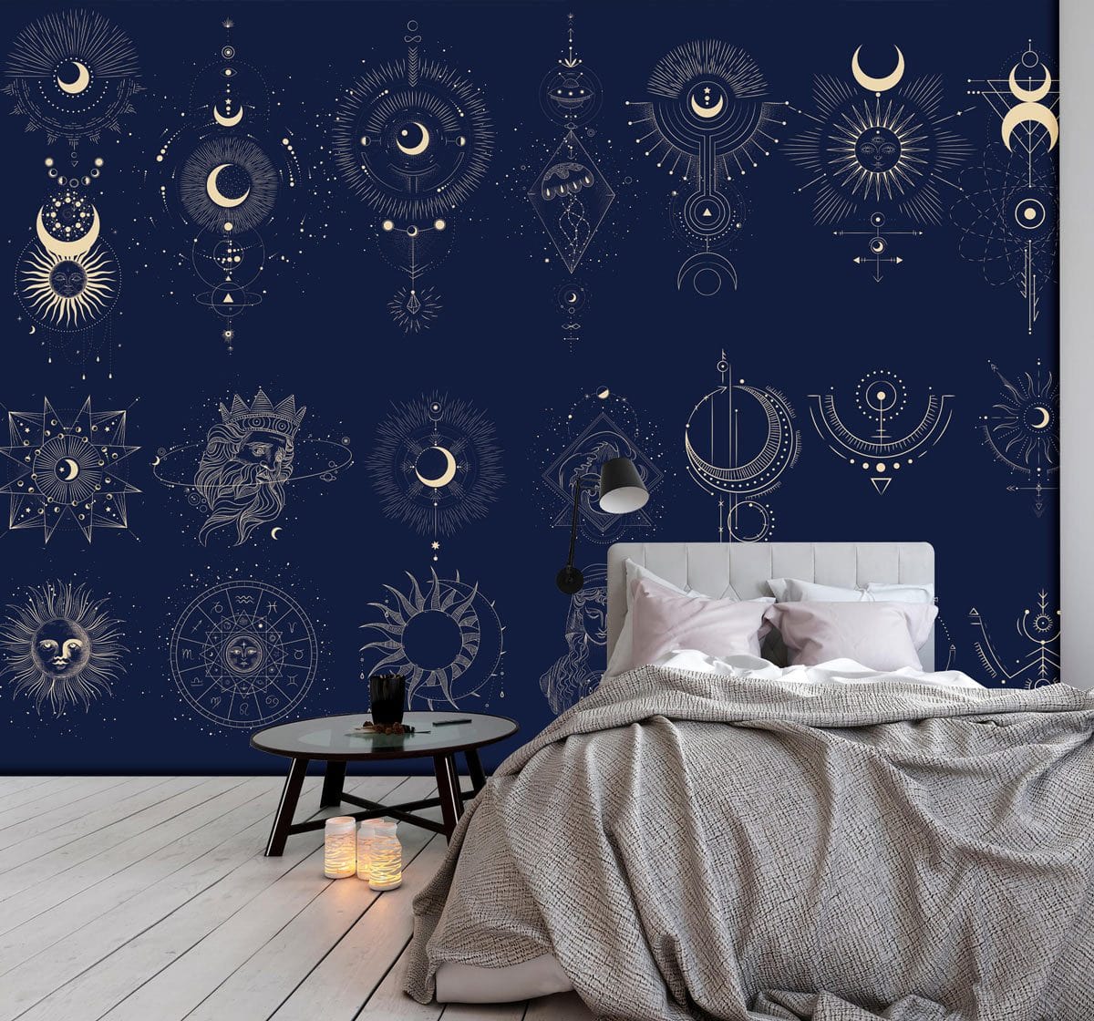 Papier peint mural des phases de la lune - Le meilleur Papier peint panoramique Sur mesure