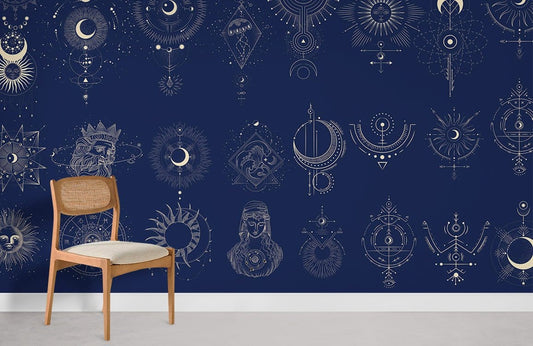 Papier peint mural des phases de la lune - Le meilleur Papier peint panoramique Sur mesure