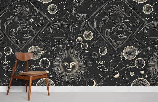 Papier peint mural des signes des planètes - Le meilleur Papier peint panoramique Sur mesure