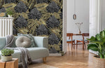 Papier peint mural tropical noir et or ambiance luxueuse et botanique - Vignette | Mr Papier Peint