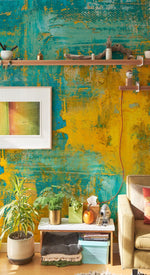 Papier peint mural Éclat doré et vert pour salon lumineux et moderne - Vignette | Mr Papier Peint