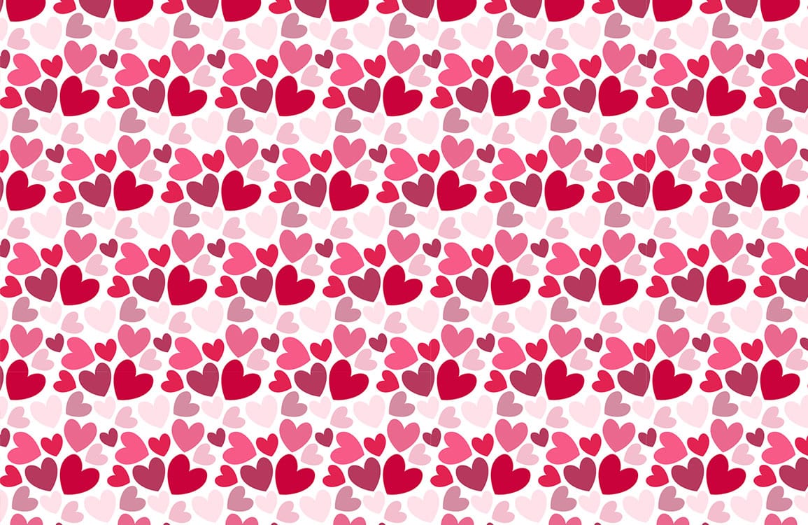 Papier peint mural double Amour avec motif seamless de cœurs roses et rouges