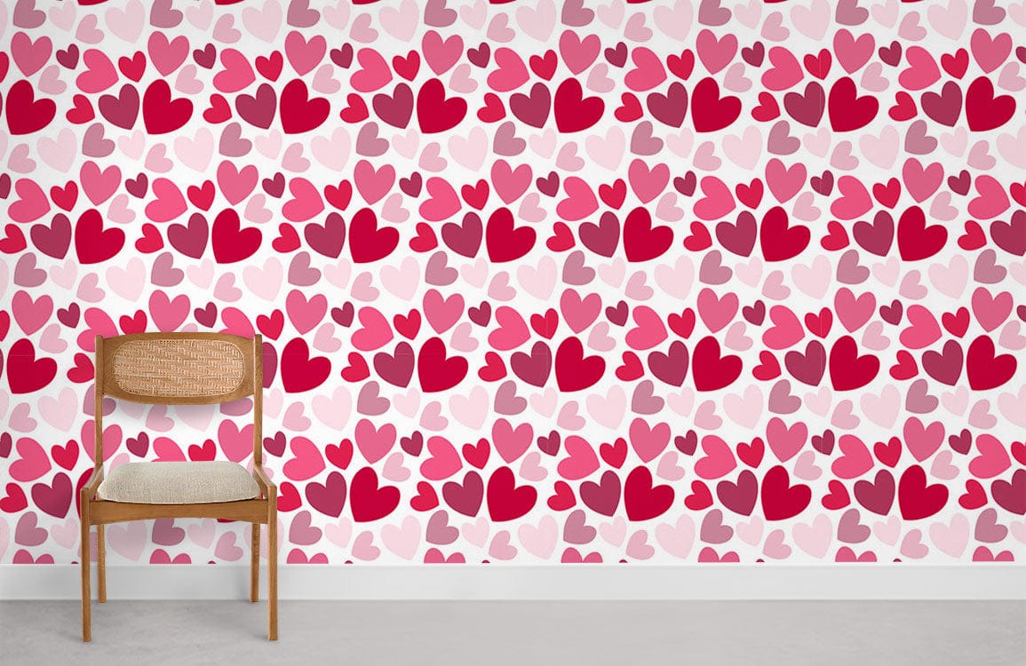 Chaise en bois avec dossier en rotin et siège en tissu, mural Double Amour