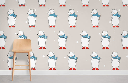 Papier peint mural d’ours polaire doux - Le meilleur Papier peint panoramique Sur mesure