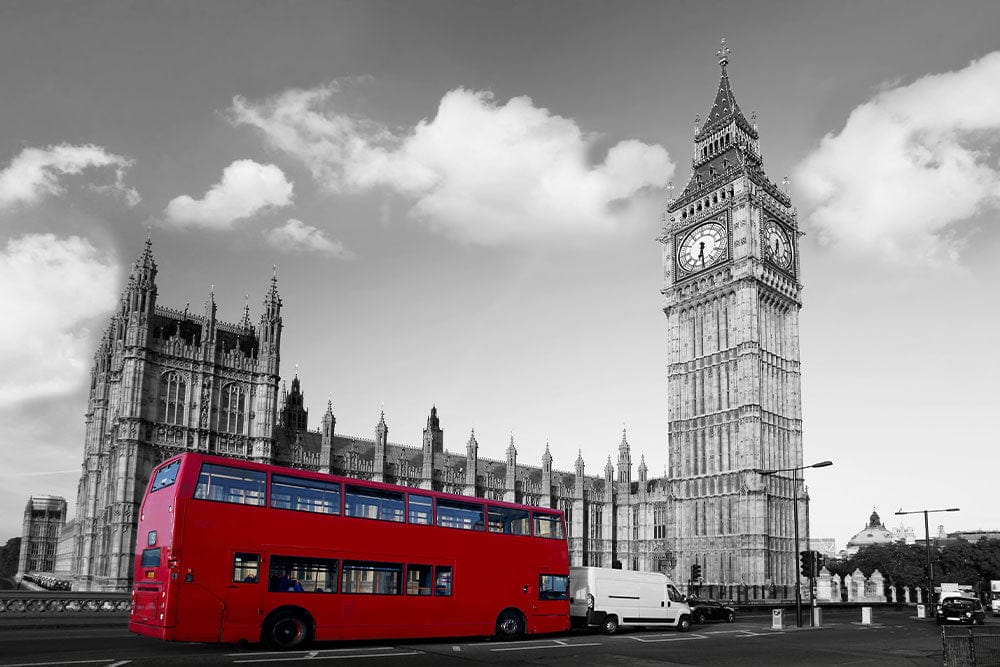 Papier peint mural du bus rouge de Londres - Le meilleur Papier peint panoramique Sur mesure