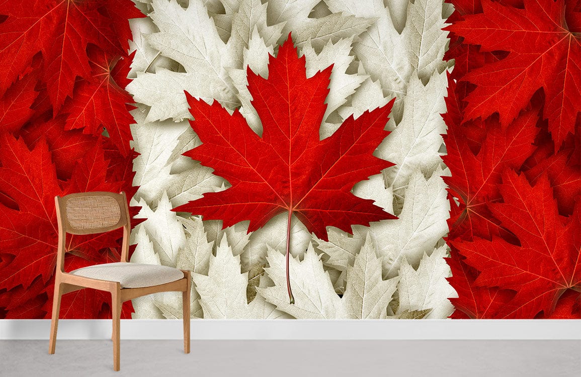 Papier peint mural du drapeau à la feuille d’érable - Le meilleur Papier peint panoramique Sur mesure