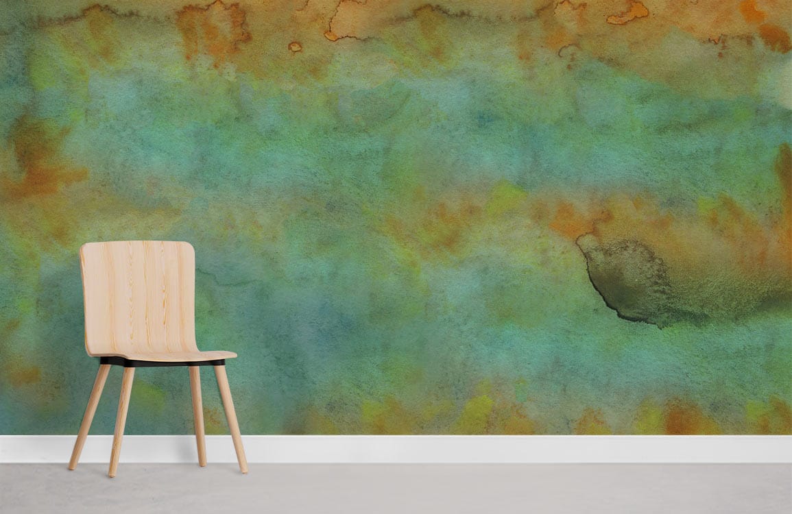 Chaise en bois clair avec dossier courbé, idéale pour papier peint mural du lac vert