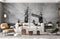 Papier peint mural du Pont de Londres gris dans un salon moderne avec mural Tower Bridge