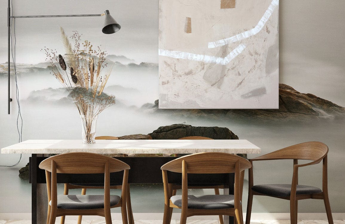 Papier peint mural du Rocher Caché dans une salle à manger au style contemporain