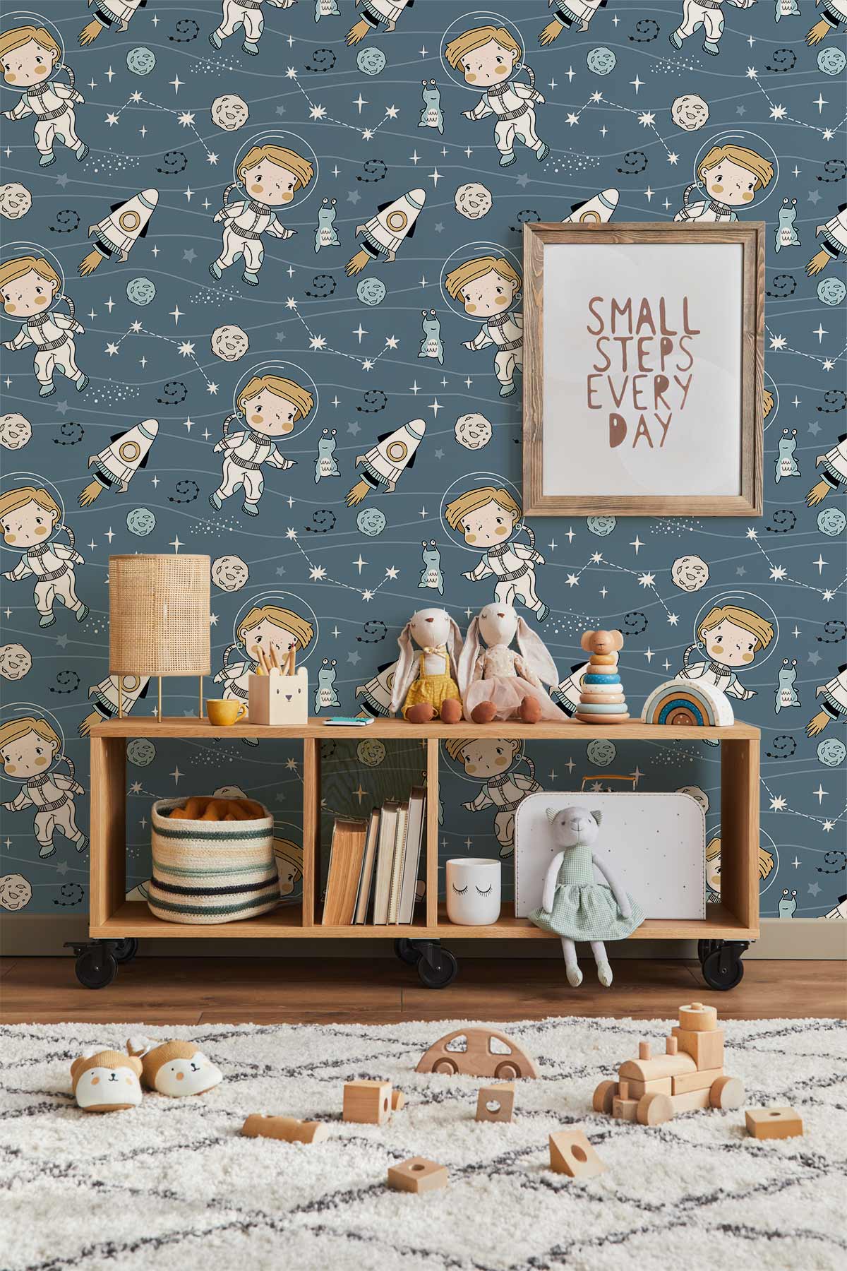 Papier peint mural pour chambre d’enfant avec motif espace dans le Papier Peint Mural du Voyage Astral de l’Astronaute