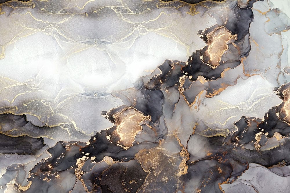 Art abstrait en alcool ink avec accents dorés pour papier peint mural effet marbre