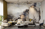 Salon Élégant avec Peint Mural Effet Marbre Aquarelle Doré - Vignette | Mr Papier Peint
