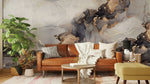 Salon Élégant avec Peint Mural Effet Marbre Aquarelle Doré - Vignette | Mr Papier Peint