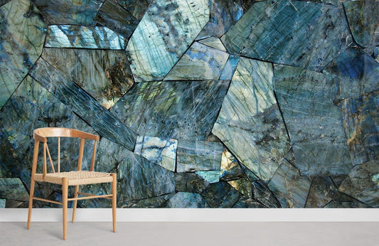 Papier peint mural effet marbre bleu - Le meilleur Papier peint panoramique Sur mesure