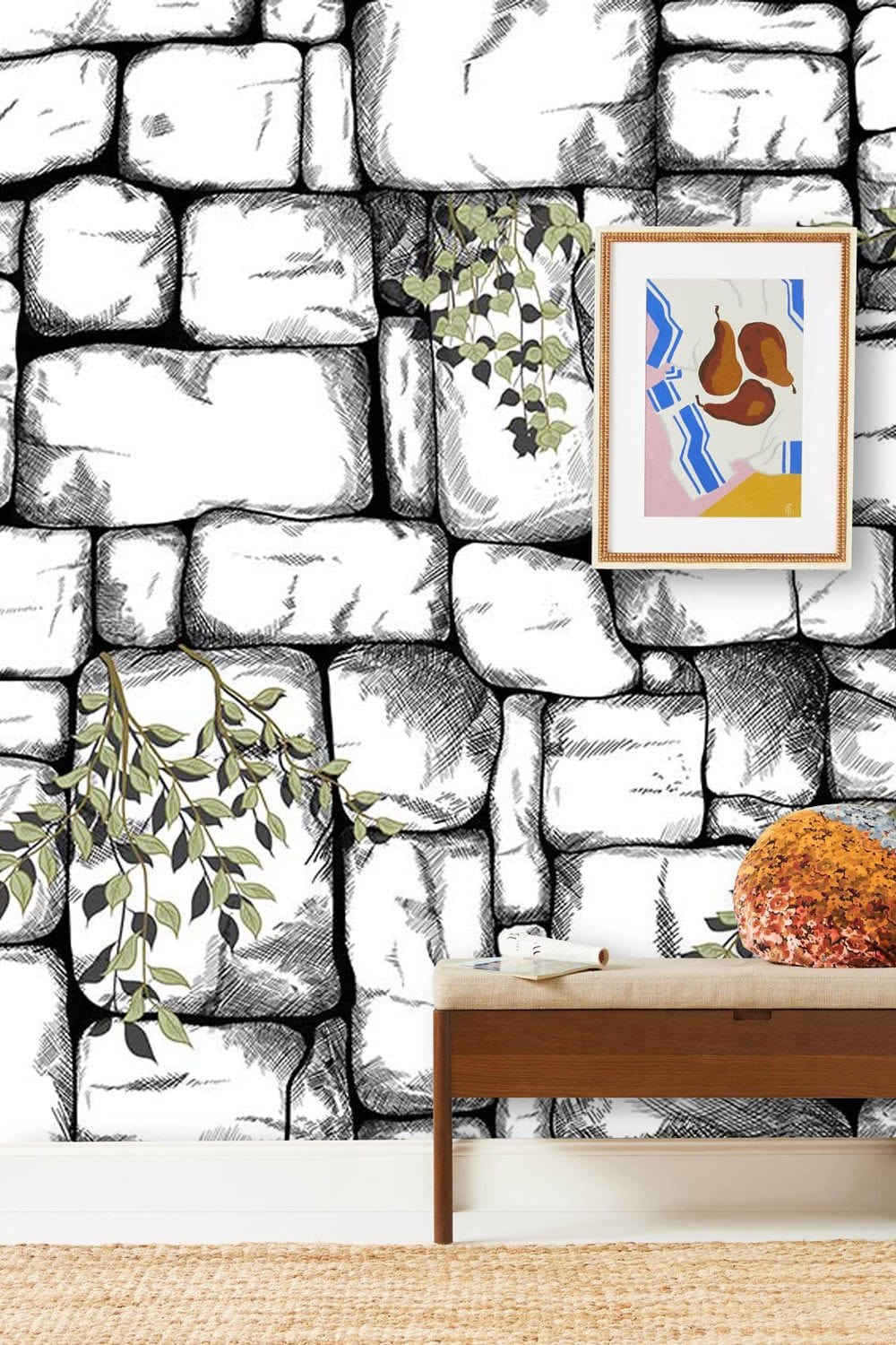 Papier peint mural effet mur de pierre - Le meilleur Papier peint panoramique Sur mesure