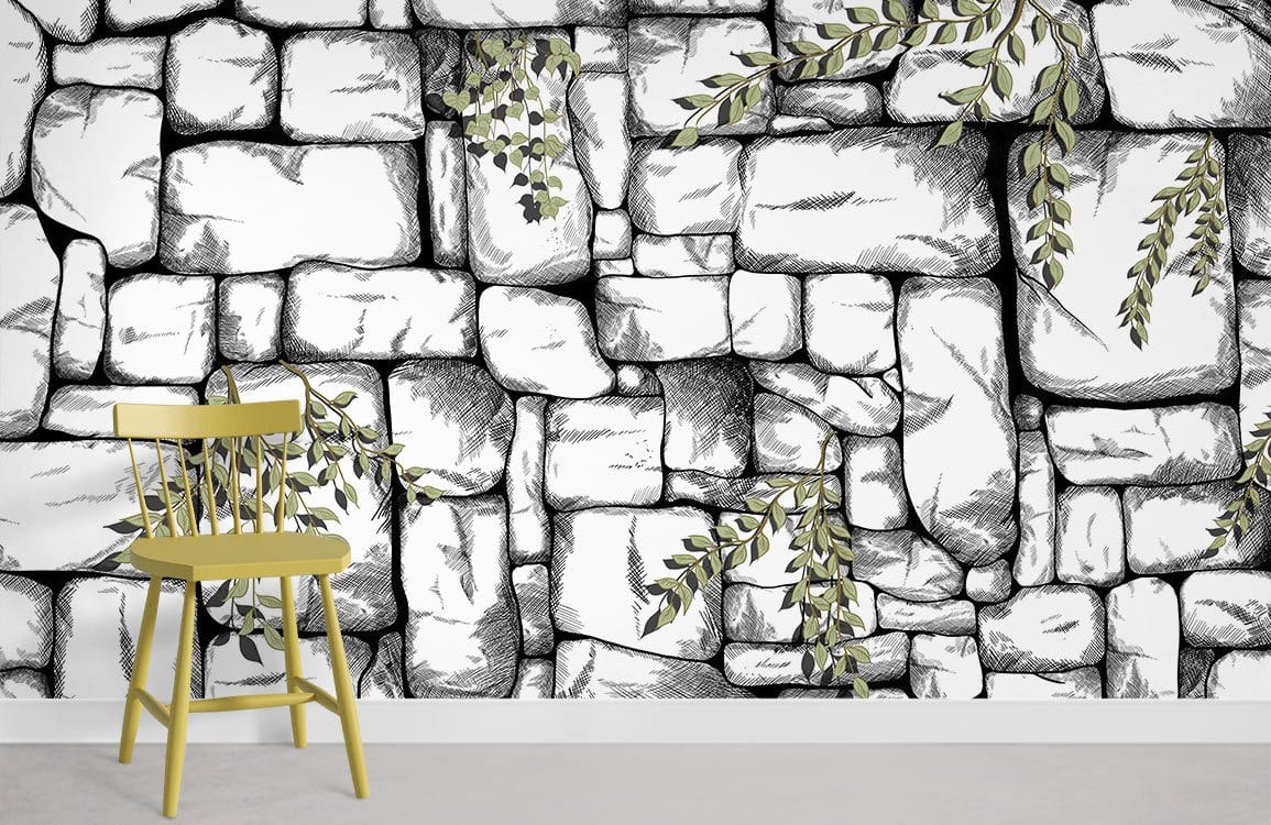 Papier peint mural effet mur de pierre - Le meilleur Papier peint panoramique Sur mesure