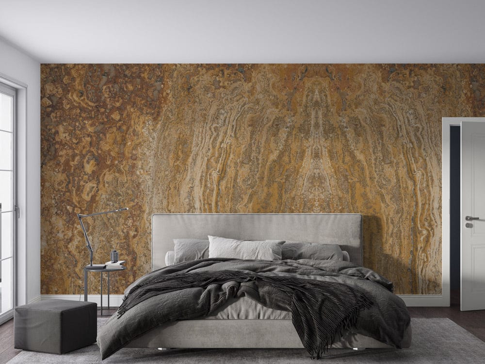 Papier peint mural effet pierre pour un mur effet pierre dans une chambre moderne