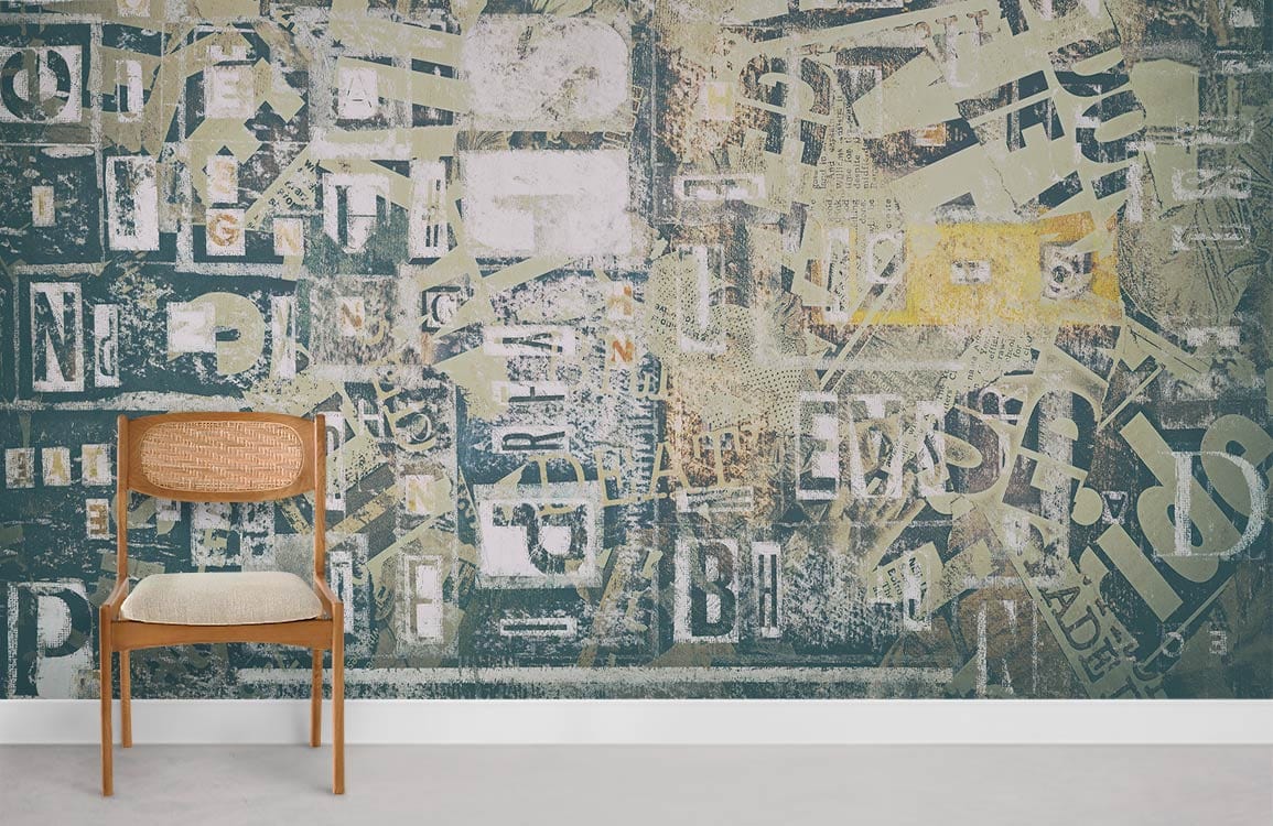 Papier peint mural effet police vintage - Le meilleur Papier peint panoramique Sur mesure