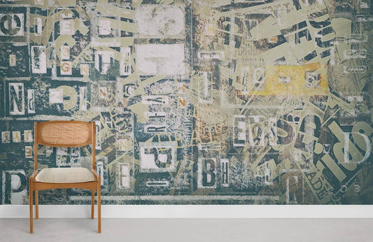 Papier peint mural effet police vintage - Le meilleur Papier peint panoramique Sur mesure