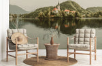Papier peint mural Église sur le Lac Sérénité au cœur des montagnes - Vignette | Mr Papier Peint