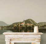 Papier peint mural Église sur le Lac Sérénité au cœur des montagnes - Vignette | Mr Papier Peint