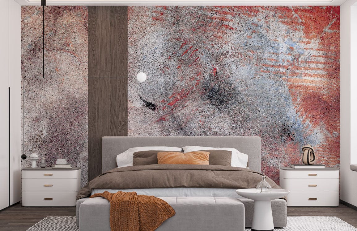 Photo d’une chambre moderne avec un mur Égratignure rouge peint mural Égratignure