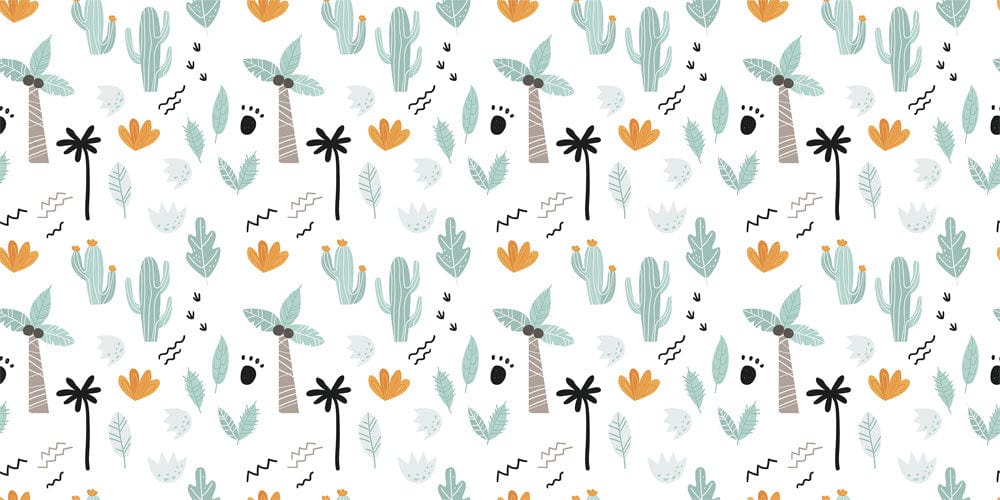 Papier peint mural avec motif désert et plantes tropicales pour décoration intérieure