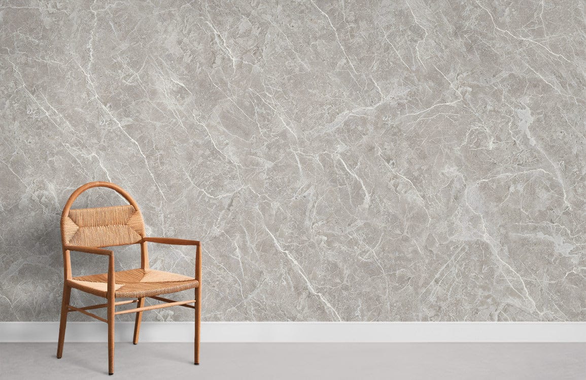 Papier peint mural en marbre gris clair avec veines blanches fines pour décoration intérieure