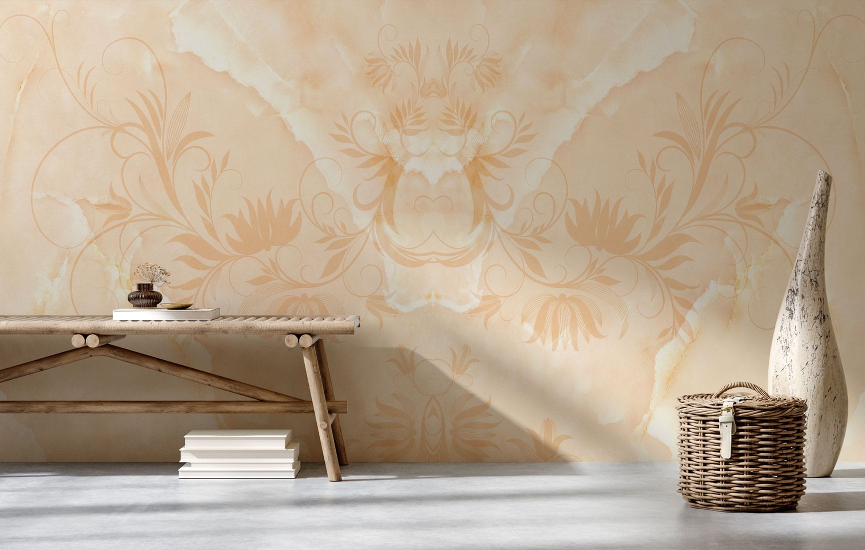 Papier peint mural en marbre orange européen à motifs - Le meilleur Papier peint panoramique Sur mesure