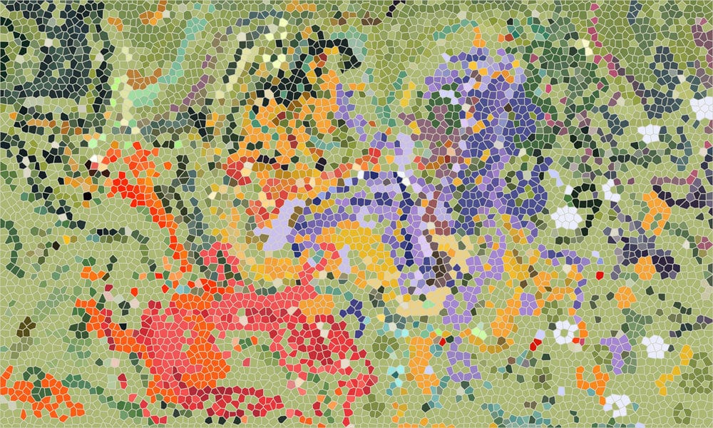 Papier peint mural avec mosaïque abstraite aux couleurs vives et tourbillonnantes