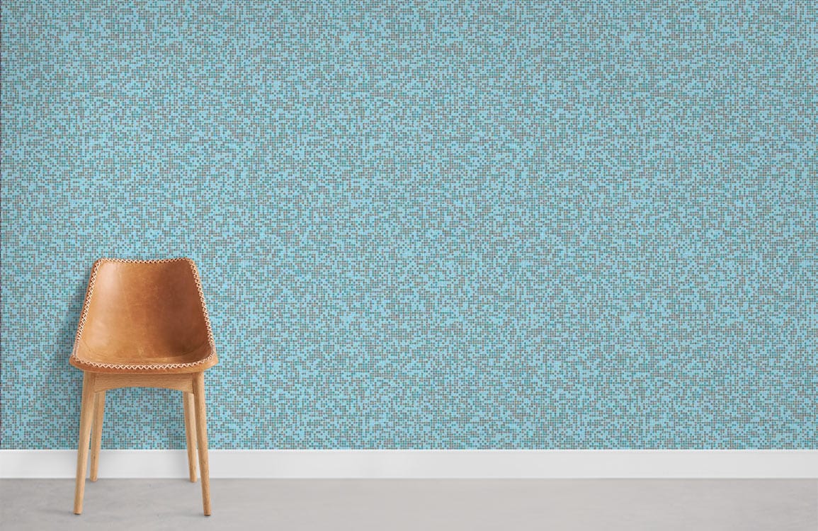 Chaise en cuir beige clair avec jambes en bois, idéale pour un papier peint mural turquoise