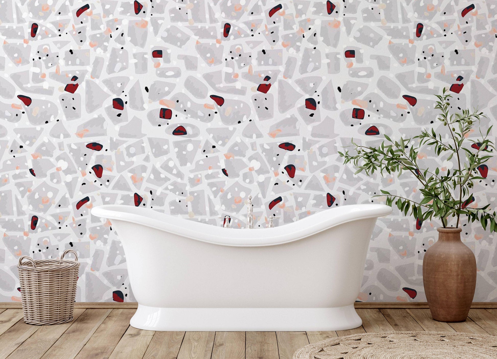 Papier peint mural en terrazzo gris - Le meilleur Papier peint panoramique Sur mesure