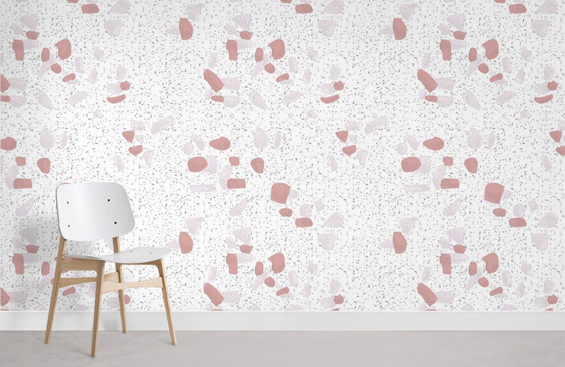 Papier peint mural en terrazzo pastel blanc - Le meilleur Papier peint panoramique Sur mesure