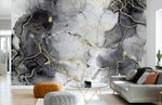 Papier peint mural marbre noir et or œuvre d’art moderne - Vignette | Mr Papier Peint