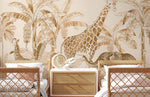 Papier peint mural esquisse d'animaux tropicaux orange - Vignette | Mr Papier Peint