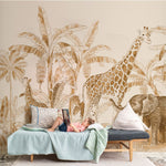 Papier peint mural esquisse d'animaux tropicaux orange - Vignette | Mr Papier Peint