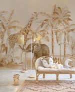 Papier peint mural esquisse d'animaux tropicaux orange - Vignette | Mr Papier Peint