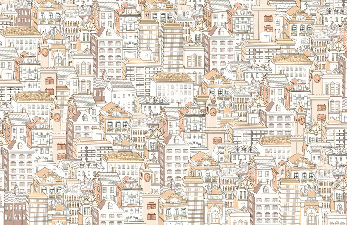 Illustration murale esquisse de maison colorée pour papier peint mural peint mural esquisse
