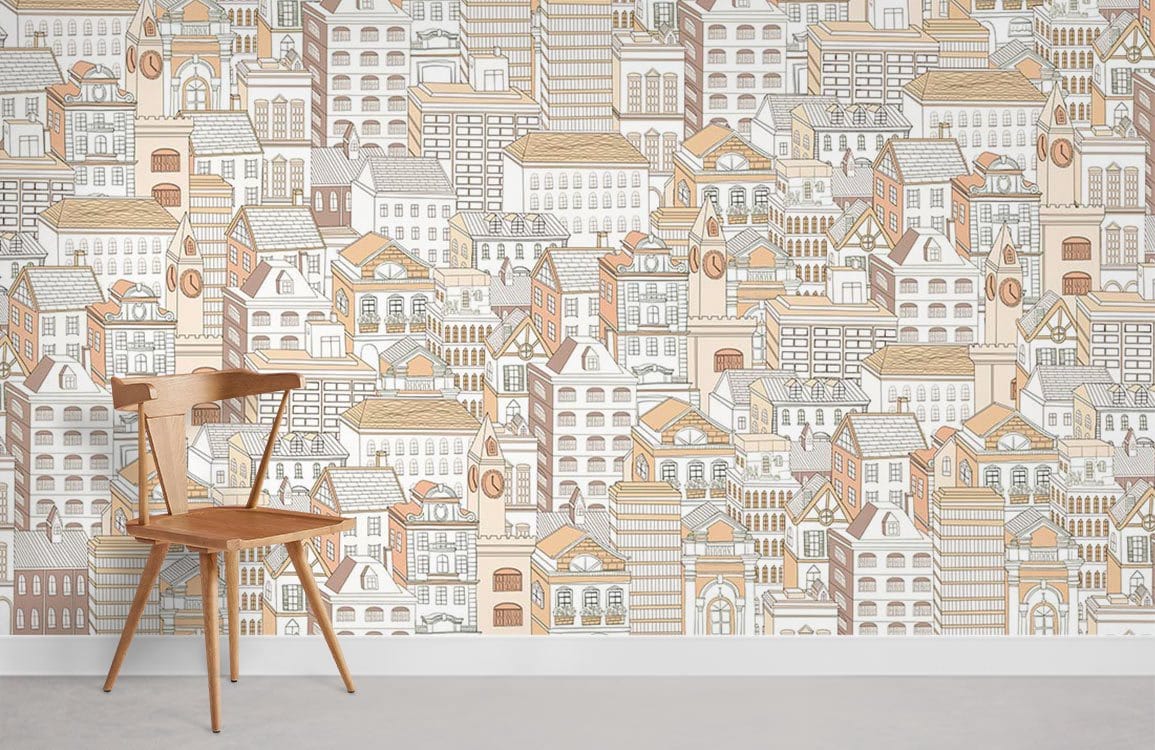 Chaise en bois avec dossier à lattes, idéale pour peinture murale esquisse et papier peint mural