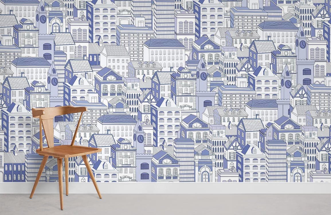 Chaise en bois avec dossier à lattes pour peint mural esquisse Papier Peint Mural Esquisse de Maison III