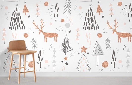 Papier peint mural fantaisiste de cerfs - Le meilleur Papier peint panoramique Sur mesure