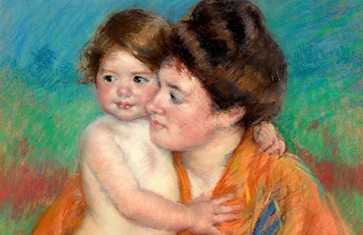 Papier peint mural femme avec bébé montrant une mère avec son enfant en étreinte chaleureuse