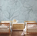 Papier peint mural Feuilles bleu poussiéreux - Vignette | Mr Papier Peint