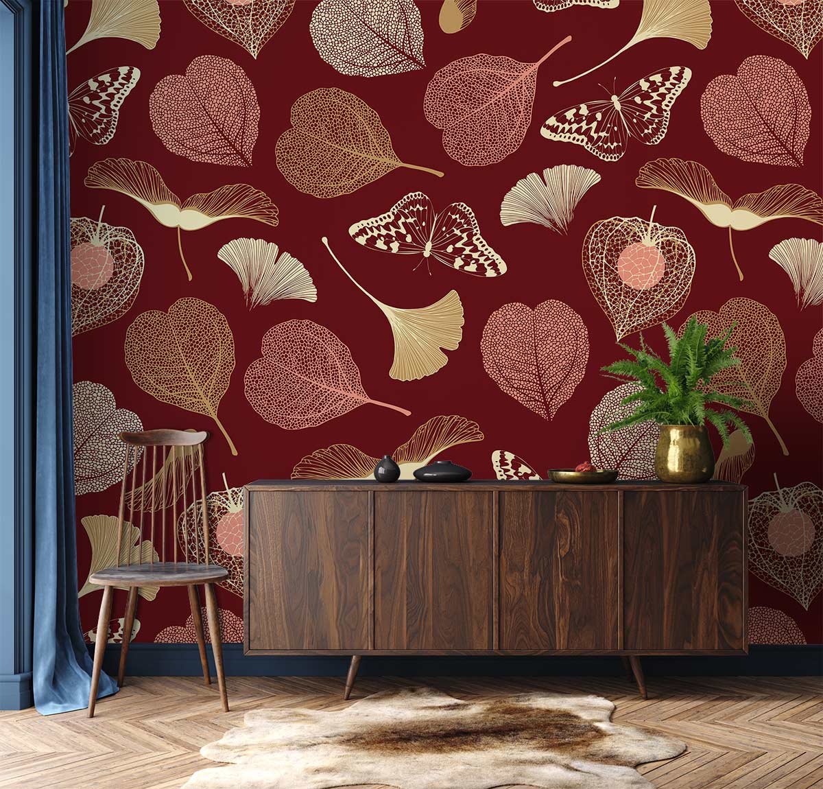 Papier peint mural Feuilles Élancées - Le meilleur Papier peint panoramique Sur mesure