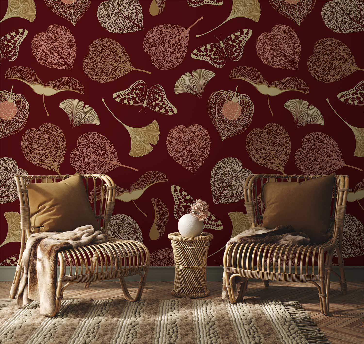 Papier peint mural Feuilles Élancées - Le meilleur Papier peint panoramique Sur mesure